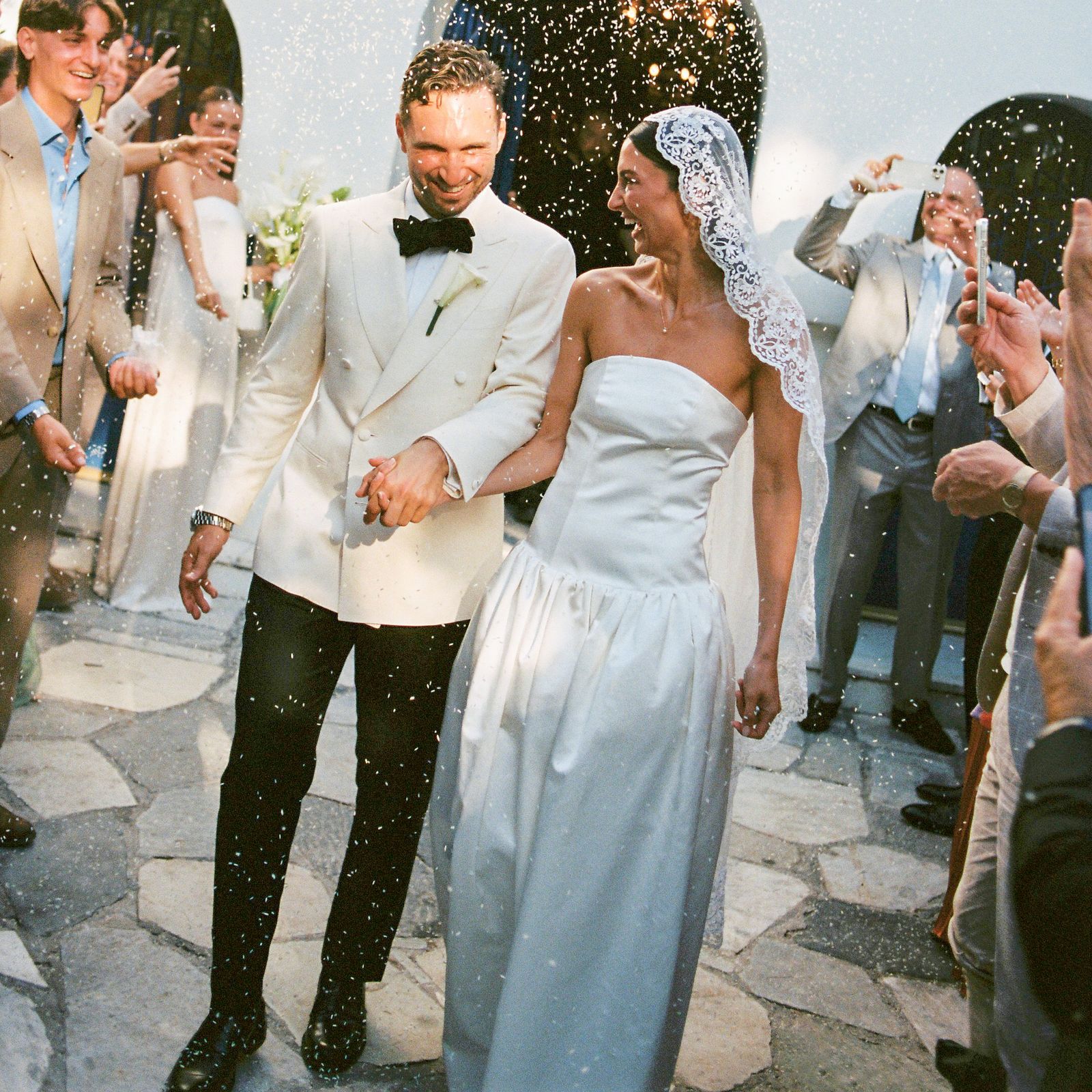 This Bride Wore A Traditional Lace Veil For Her Greek Orthodox Wedding On The Athens Riviera