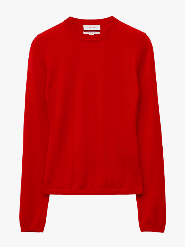 Image may contain Clothing Long Sleeve Sleeve Knitwear Sweater and Sweatshirt