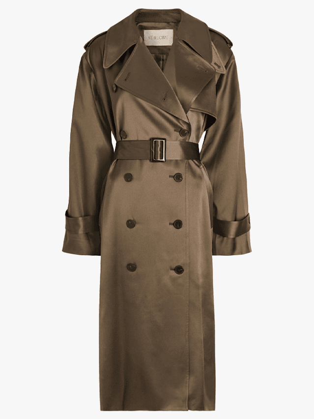 Image may contain: Clothing, Coat, Overcoat, and Trench Coat